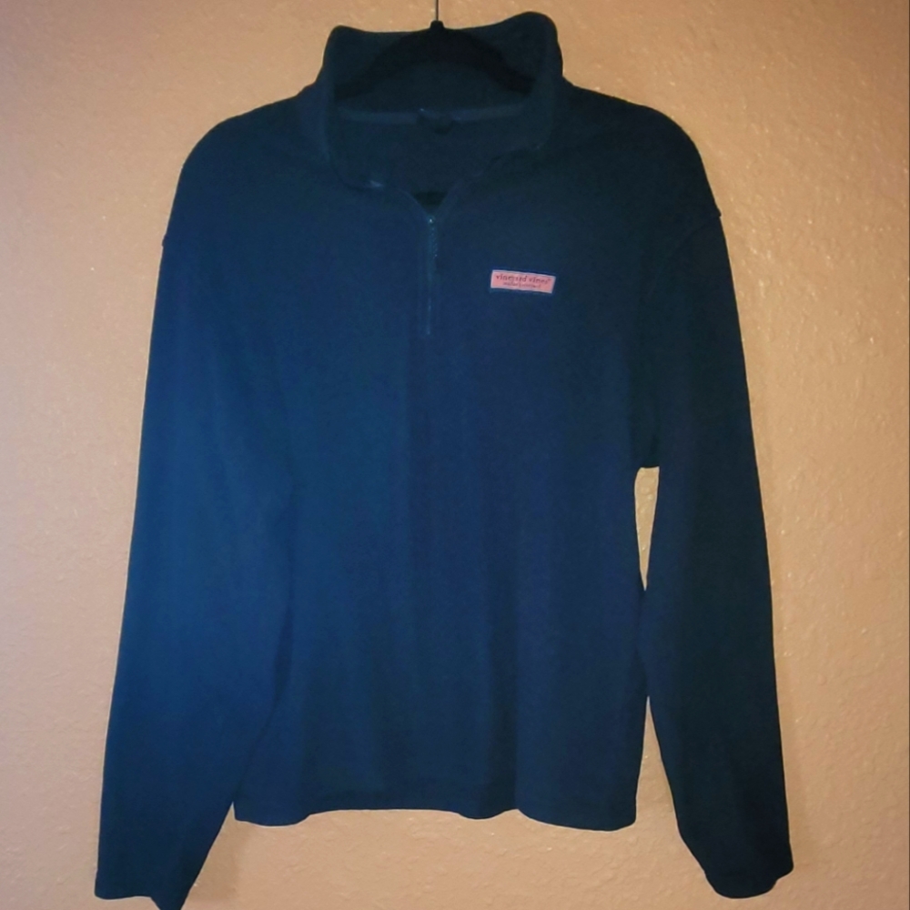 Vineyard Vines Pink and Blue Boxy Polo Zip Up Sweatshirt